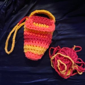 Crochet Small Striped Wristlet